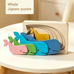 Montessori Wooden Animal Layer Puzzle - Duck, Elephant and Whale Theme