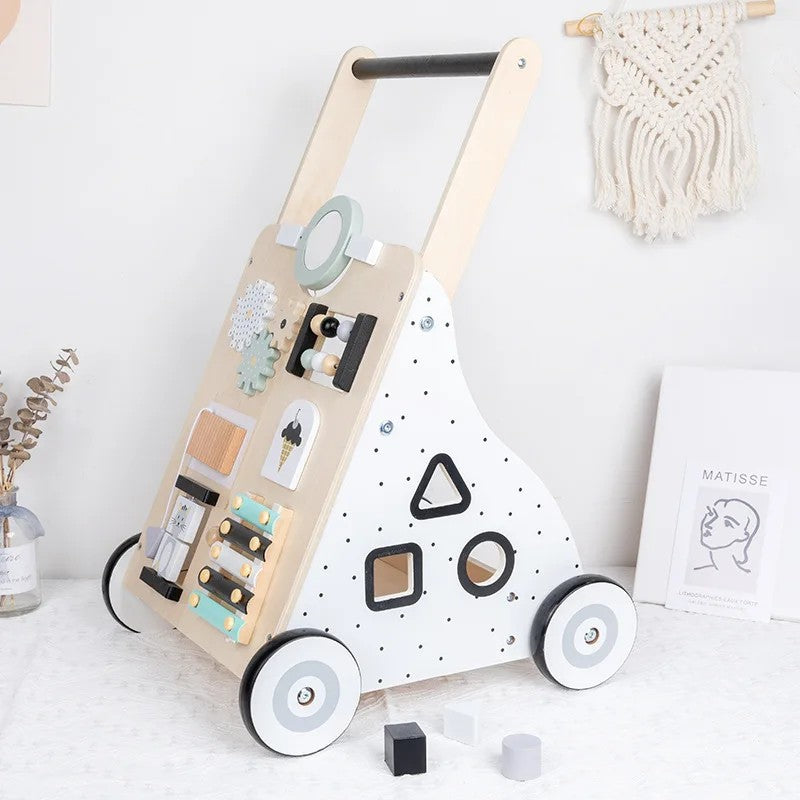 Montessori Wooden Baby Walker - Multifunctional Activity Board