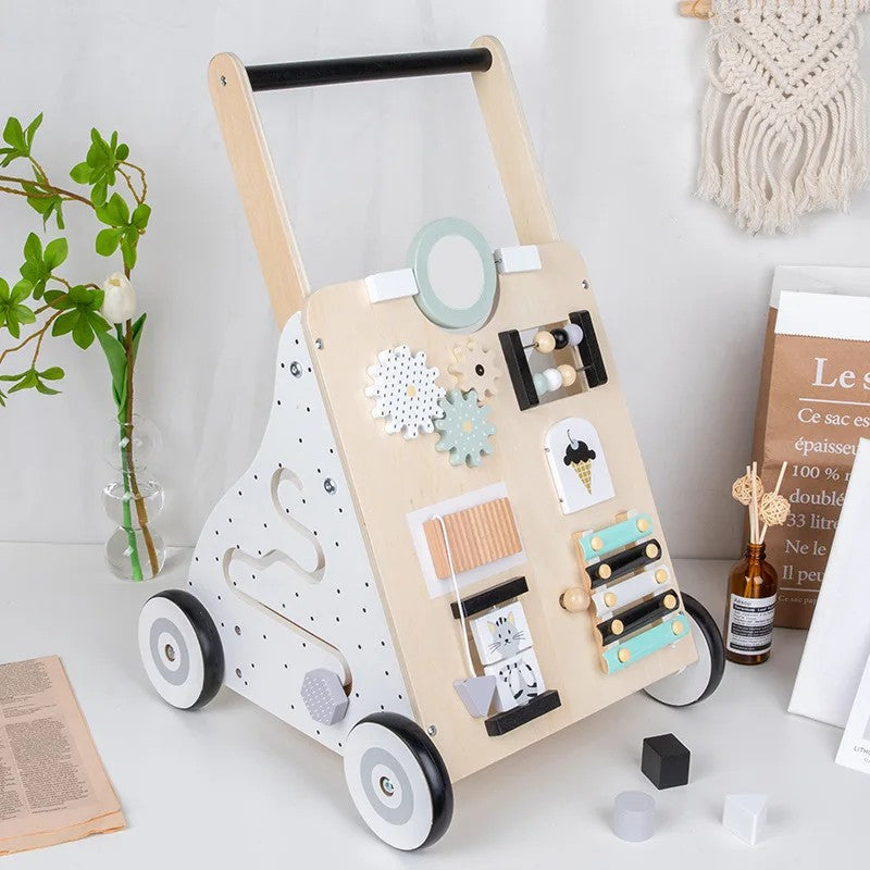 Montessori Wooden Baby Walker - Multifunctional Activity Board