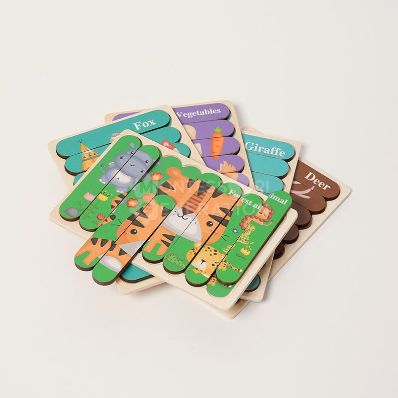 Montessori Wooden Double-Sided Puzzle Set for Toddlers