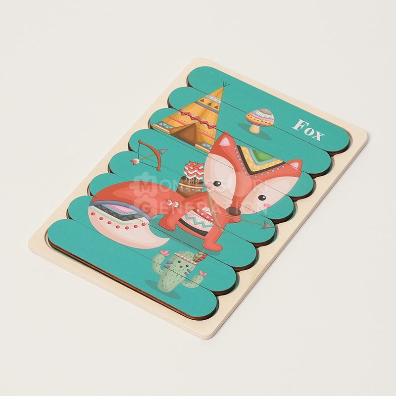 Montessori Wooden Double-Sided Puzzle Set for Toddlers