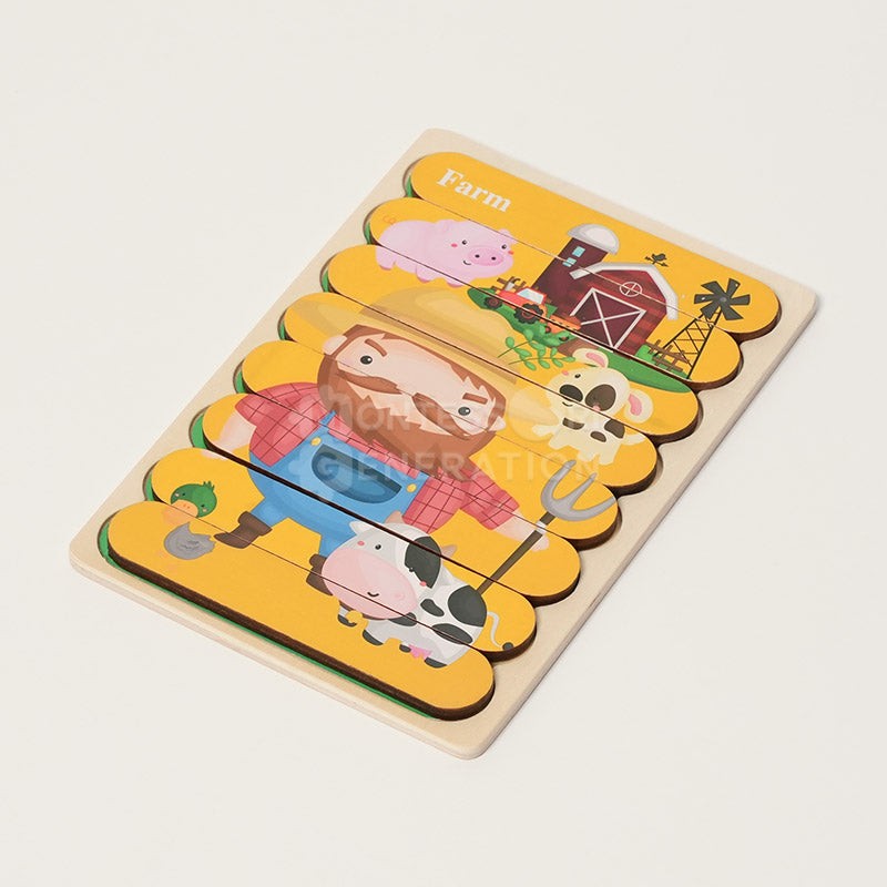 Montessori Wooden Double-Sided Puzzle Set for Toddlers