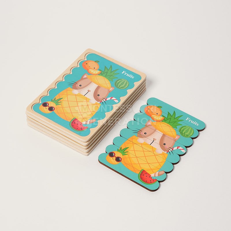 Montessori Wooden Double-Sided Puzzle Set for Toddlers
