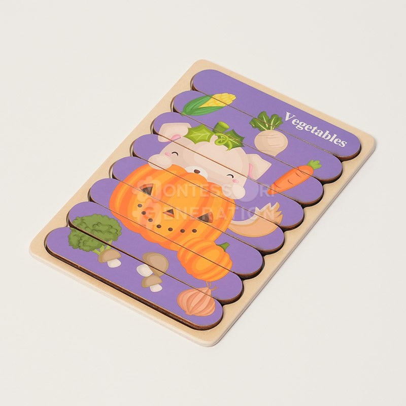Montessori Wooden Double-Sided Puzzle Set for Toddlers