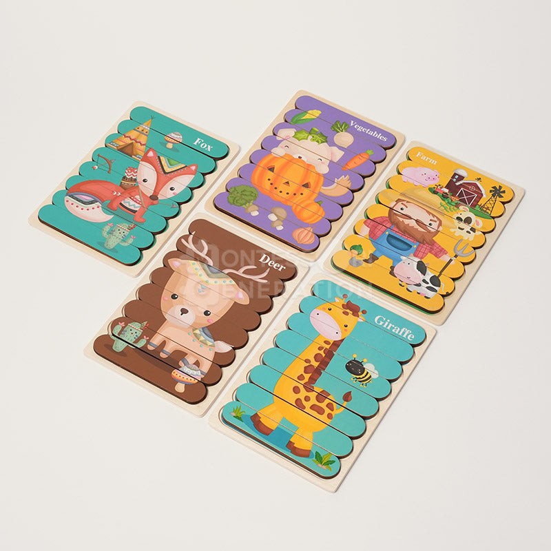 Montessori Wooden Double-Sided Puzzle Set for Toddlers