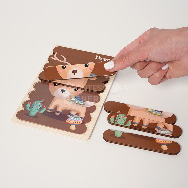 Montessori Wooden Double-Sided Puzzle Set for Toddlers