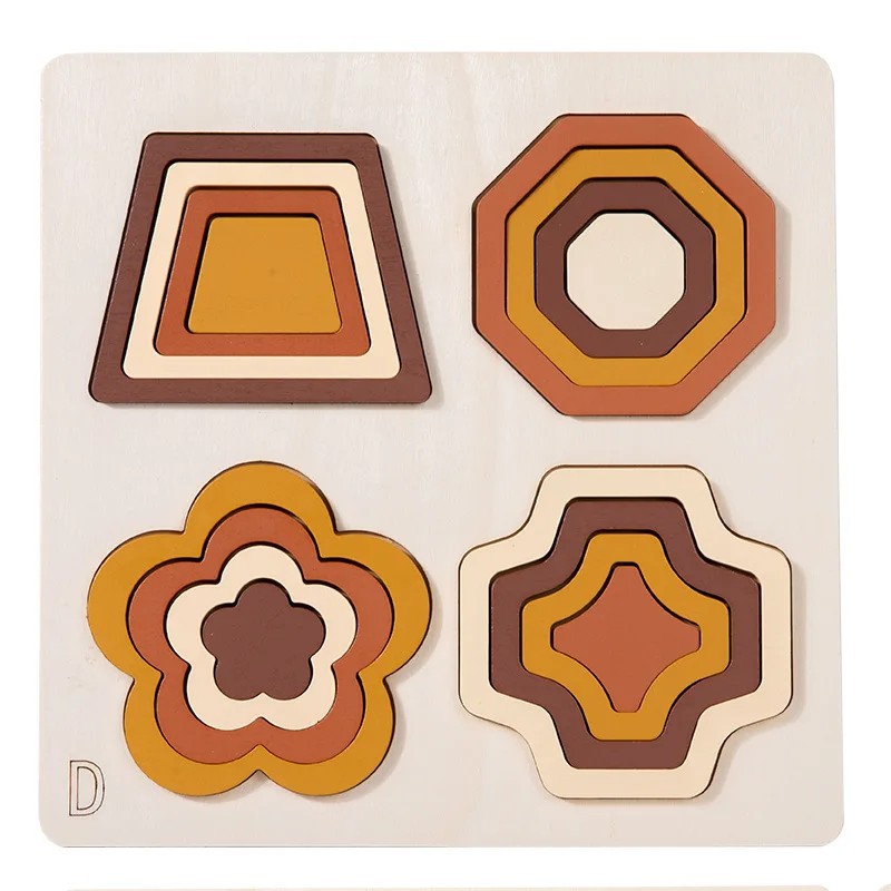 Montessori Wooden Geometric Shape Puzzle - Nesting Ring Pieces