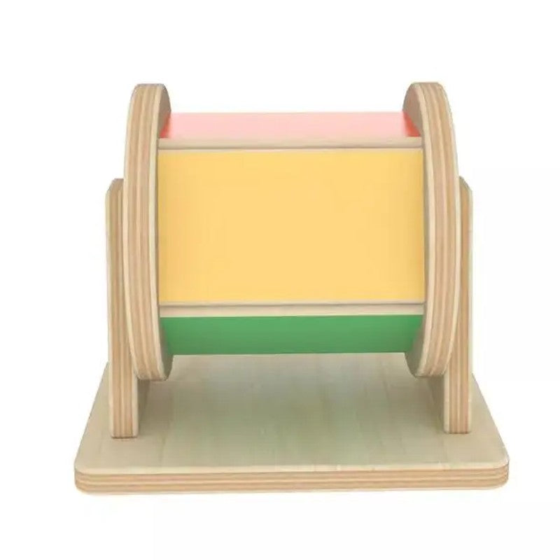 Montessori Wooden Rotating Drum Cylinder with Pastel-Colored Panels Musical Toy