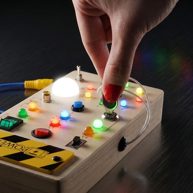 Montessori Wooden Sensory Board Toy with LED Lights