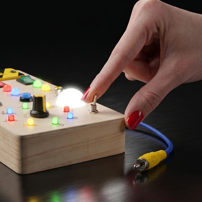 Montessori Wooden Sensory Board Toy with LED Lights