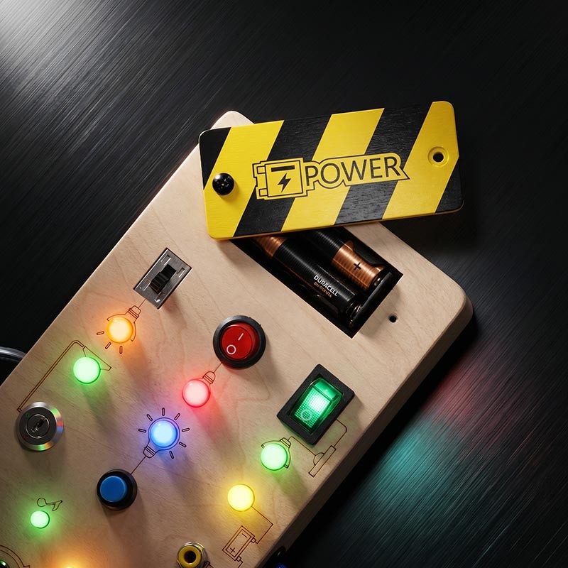 Montessori Wooden Sensory Board Toy with LED Lights