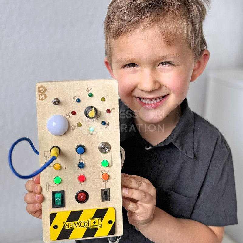 Montessori Wooden Sensory Board Toy with LED Lights