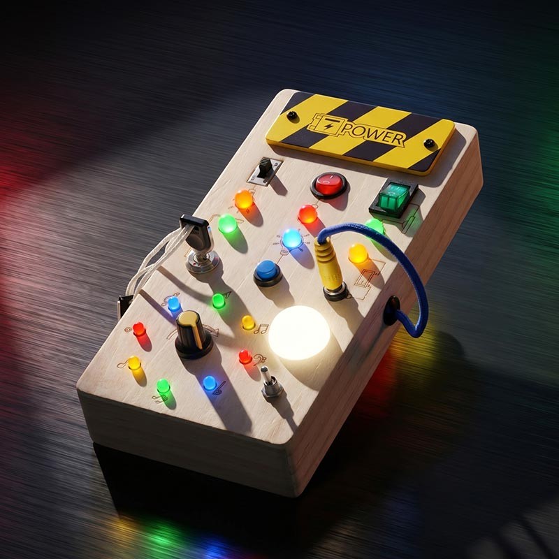 Montessori Wooden Sensory Board Toy with LED Lights