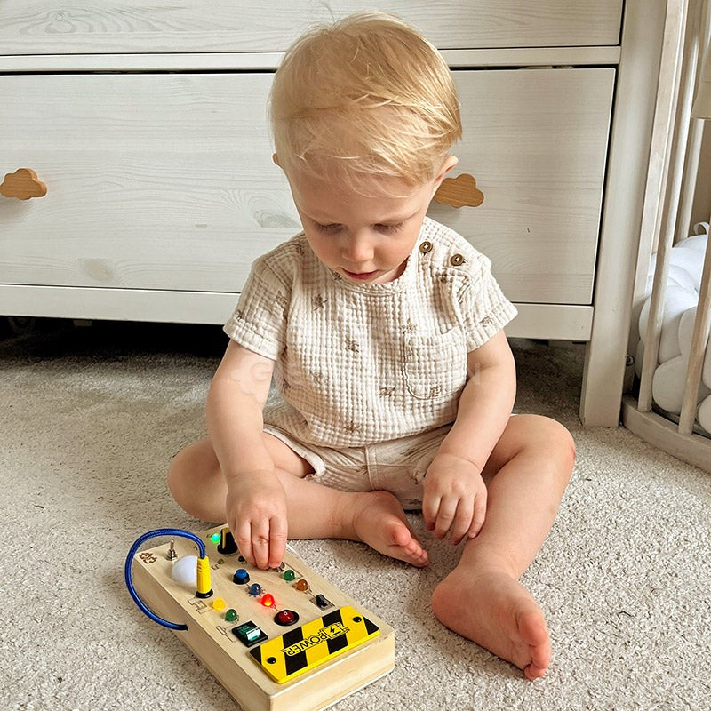 Montessori Wooden Sensory Board Toy with LED Lights