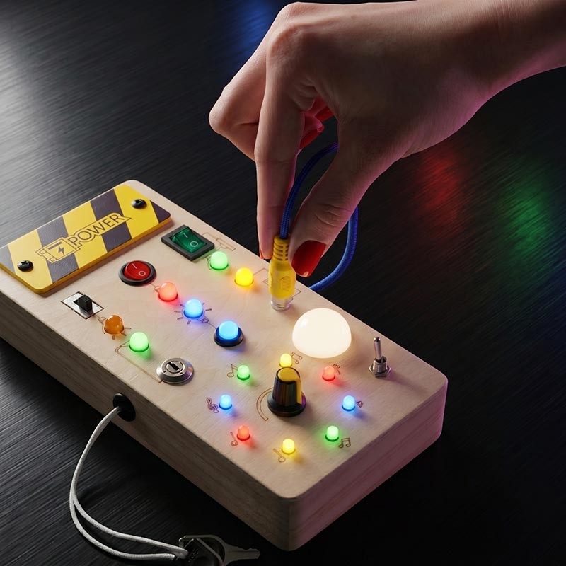 Montessori Wooden Sensory Board Toy with LED Lights