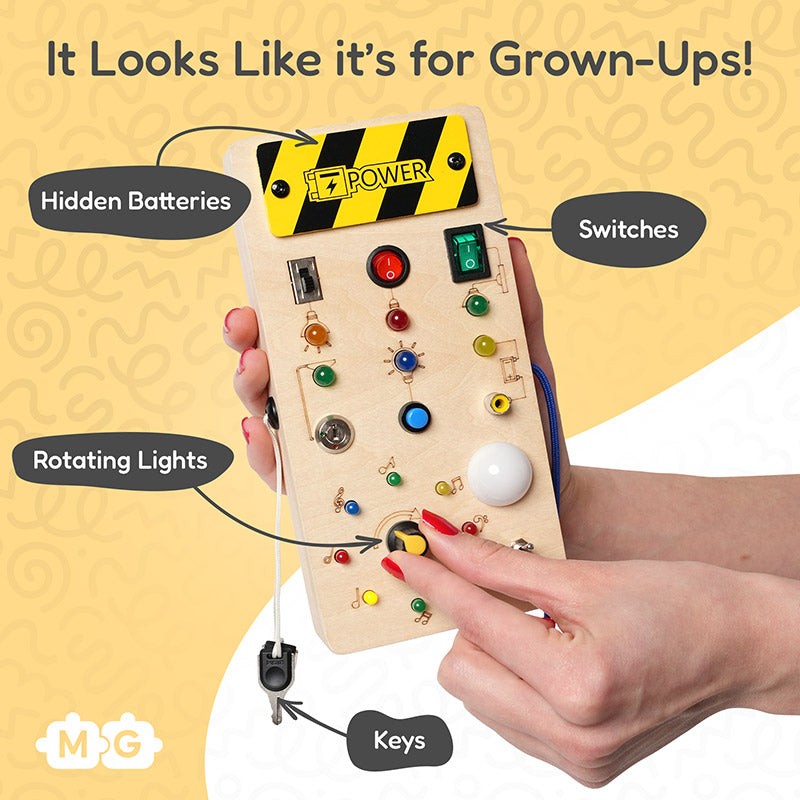 Montessori Wooden Sensory Board Toy with LED Lights