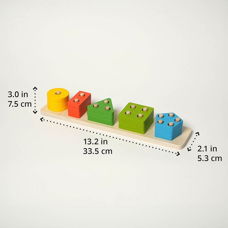 Montessori Wooden Shape Sorting and Stacking Toy - Educational Building Blocks Set