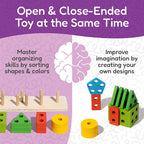 Montessori Wooden Shape Sorting and Stacking Toy - Educational Building Blocks Set