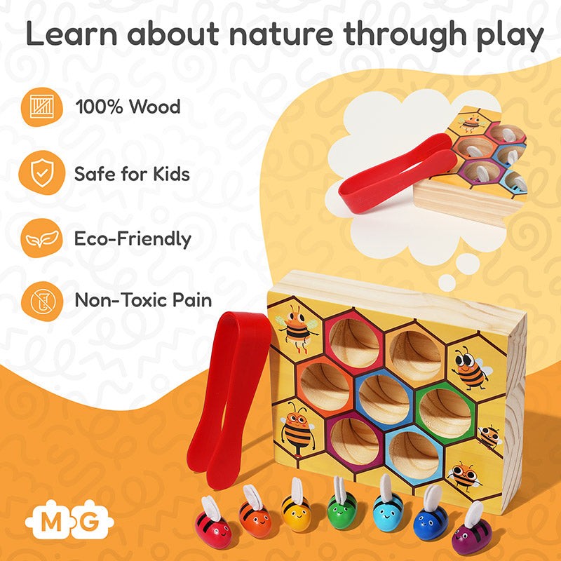 Montessori Wooden Sorting and Matching Toy - Beehive Theme