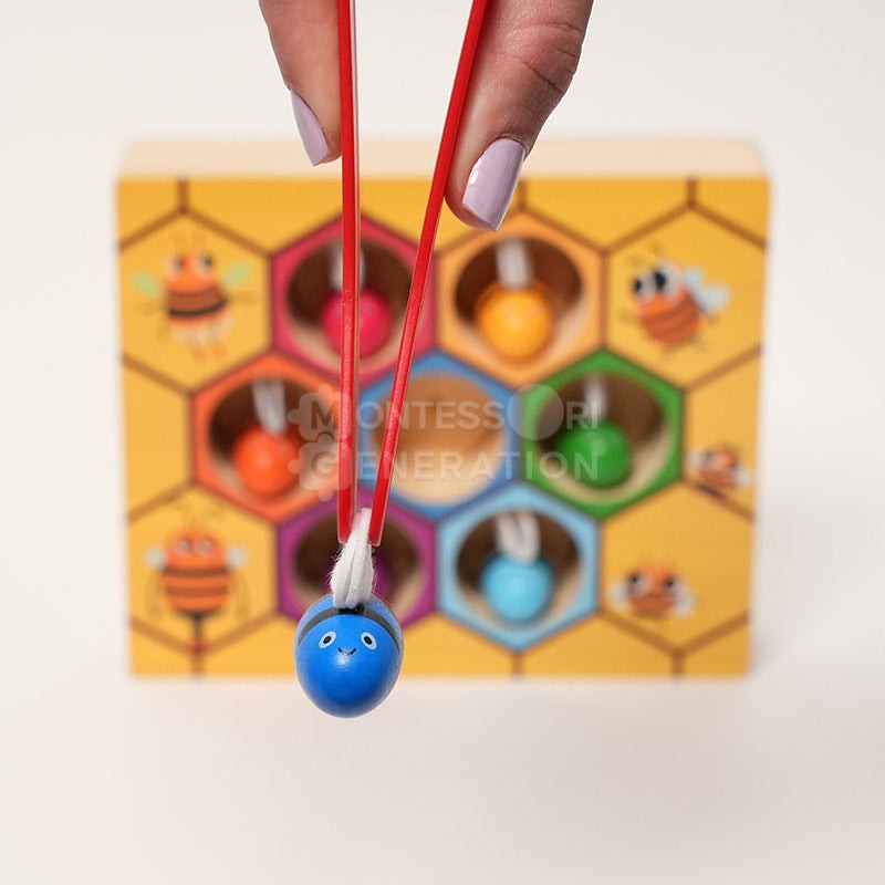 Montessori Wooden Sorting and Matching Toy - Beehive Theme