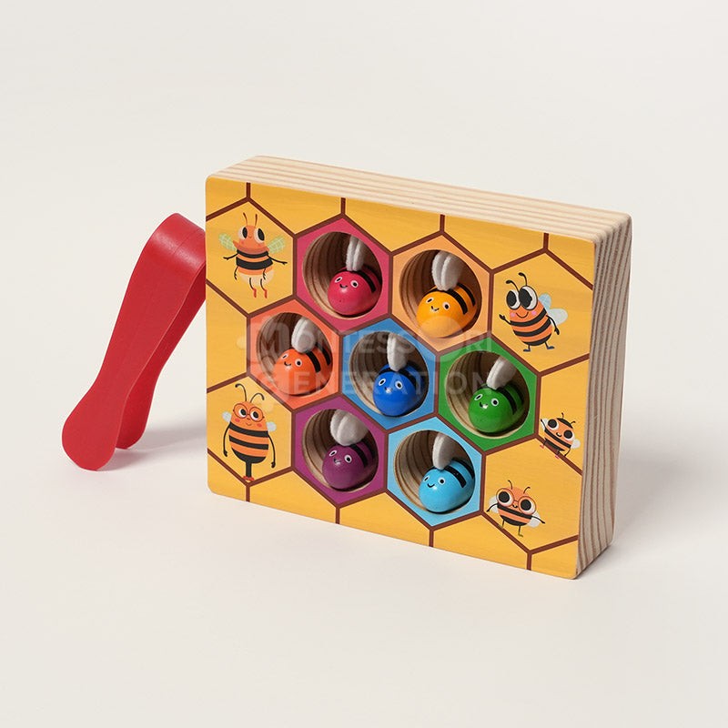 Montessori Wooden Sorting and Matching Toy - Beehive Theme