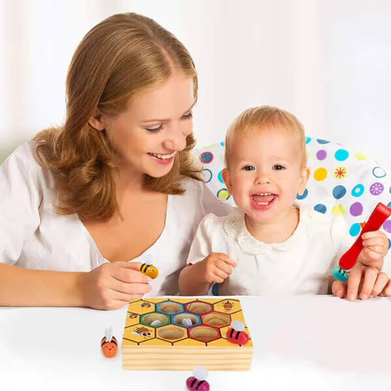 Montessori Wooden Sorting and Matching Toy - Beehive Theme