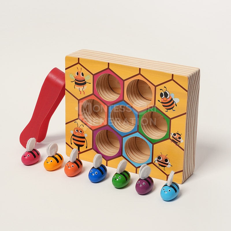 Montessori Wooden Sorting and Matching Toy - Beehive Theme