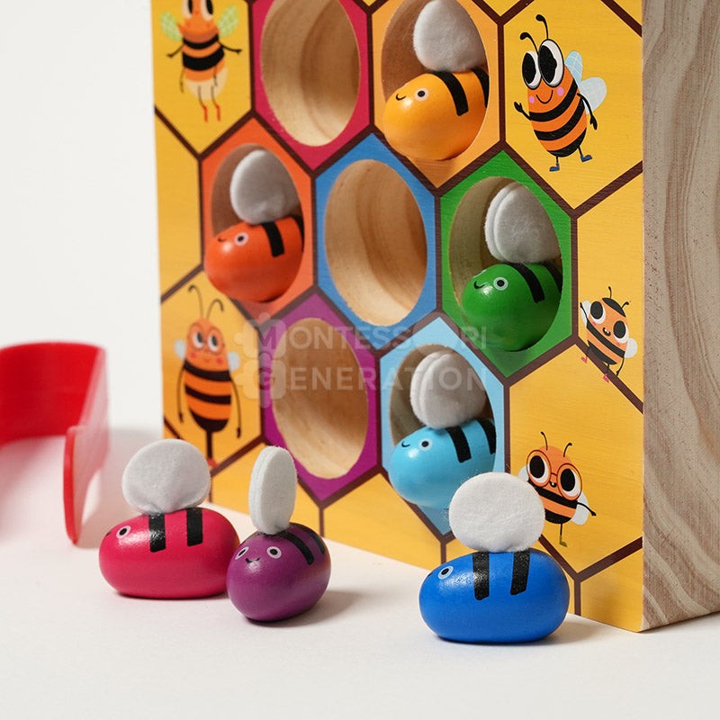 Montessori Wooden Sorting and Matching Toy - Beehive Theme