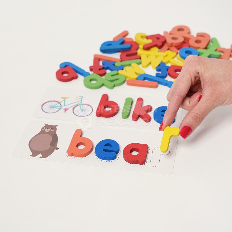 Montessori Wooden Spelling Game - Letters and Picture Cards