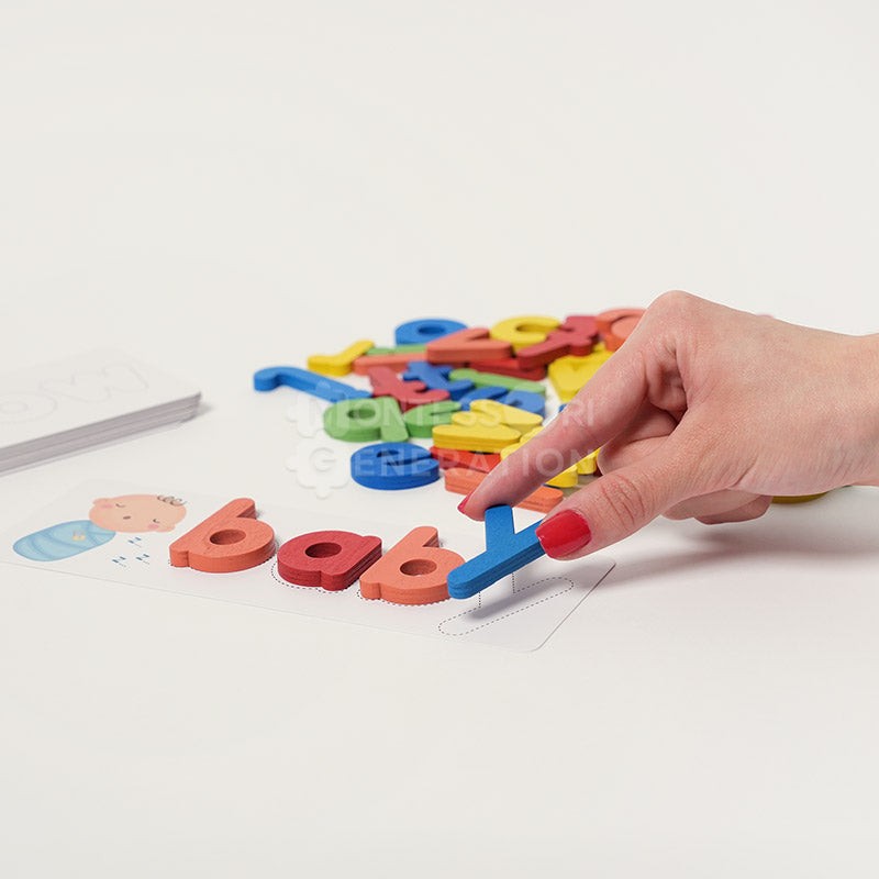 Montessori Wooden Spelling Game - Letters and Picture Cards