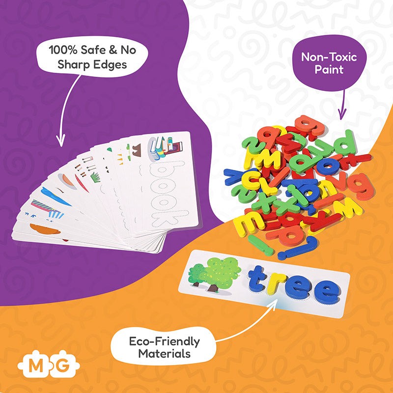 Montessori Wooden Spelling Game - Letters and Picture Cards