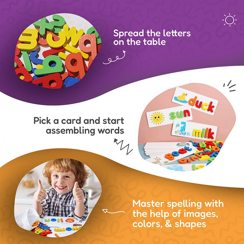 Montessori Wooden Spelling Game - Letters and Picture Cards