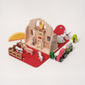 Montessori Wooden Toy Farm Playset with Transformable Carry Bag