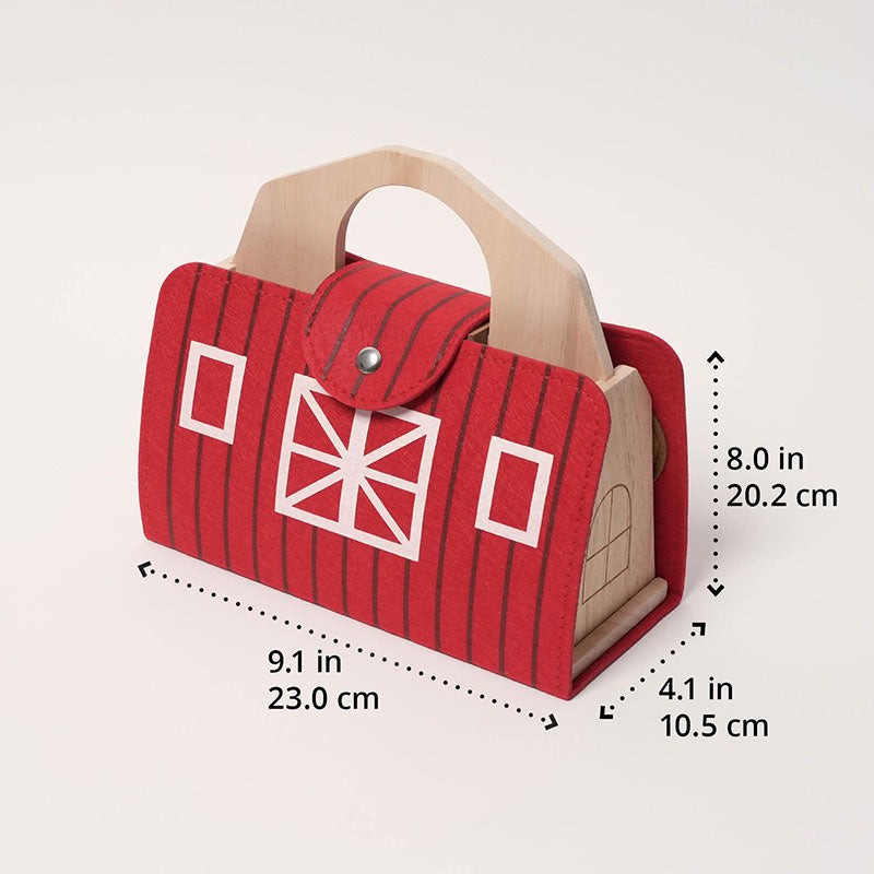Montessori Wooden Toy Farm Playset with Transformable Carry Bag