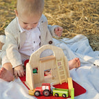 Montessori Wooden Toy Farm Playset with Transformable Carry Bag