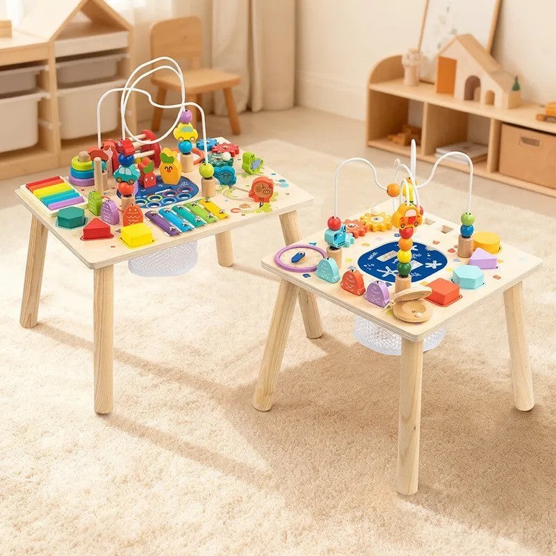 Multi-functional Early Learning Activity Table - Wooden with Multiple Activities