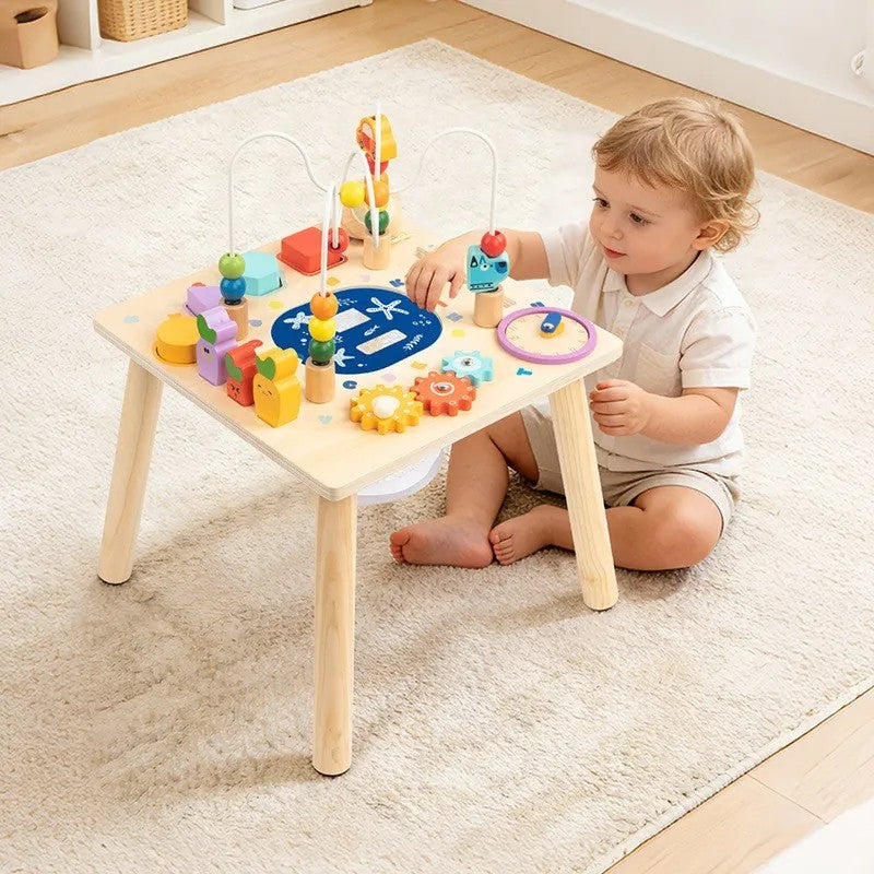 Multi-functional Early Learning Activity Table - Wooden with Multiple Activities