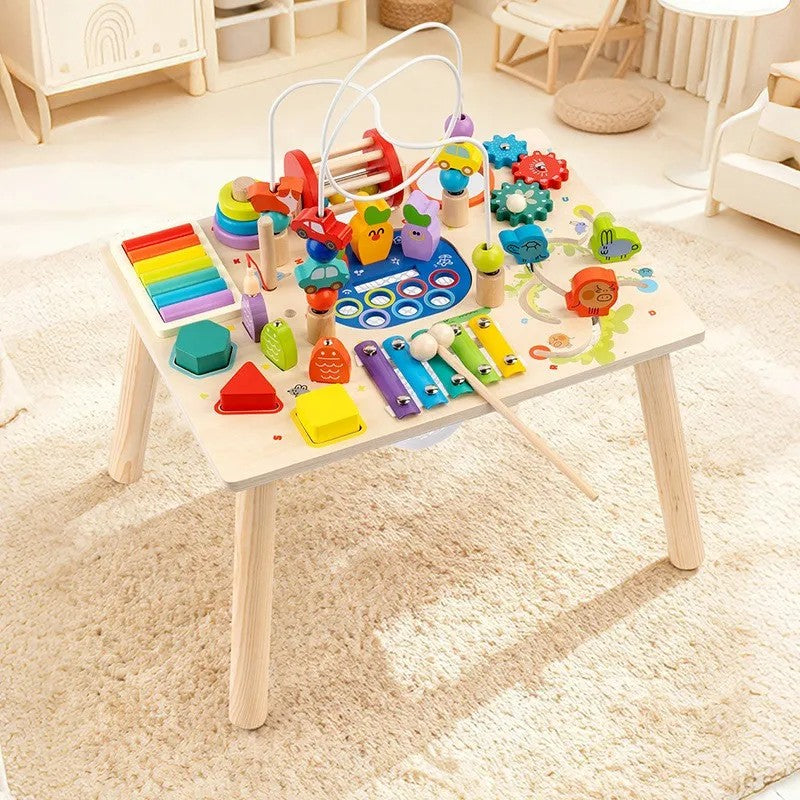 Multi-functional Early Learning Activity Table - Wooden with Multiple Activities