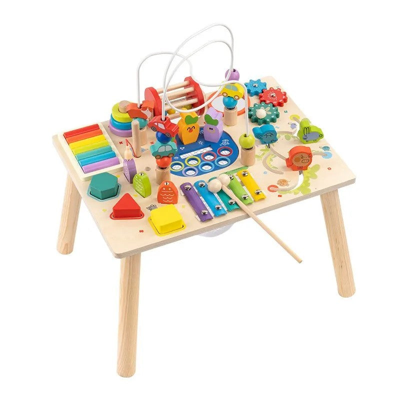 Multi-functional Early Learning Activity Table - Wooden with Multiple Activities