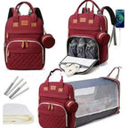 Multifunctional Baby Diaper Backpack - Foldable Bed Compartment