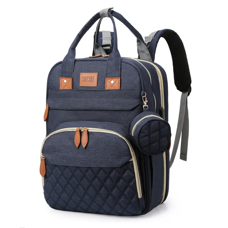 Multifunctional Baby Diaper Backpack - Foldable Bed Compartment