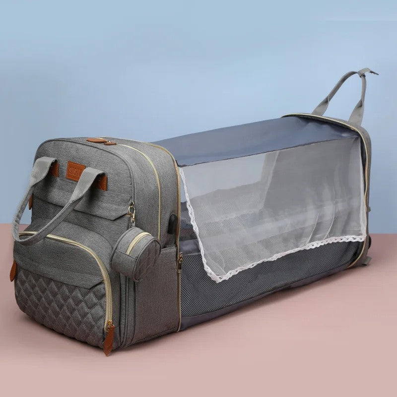 Multifunctional Baby Diaper Backpack - Foldable Bed Compartment
