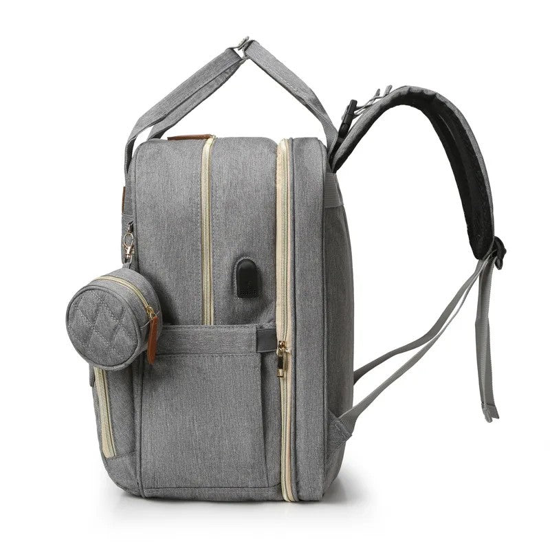 Multifunctional Baby Diaper Backpack - Foldable Bed Compartment