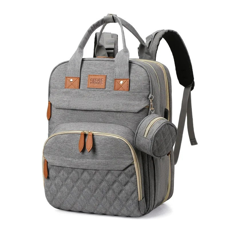 Multifunctional Baby Diaper Backpack - Foldable Bed Compartment