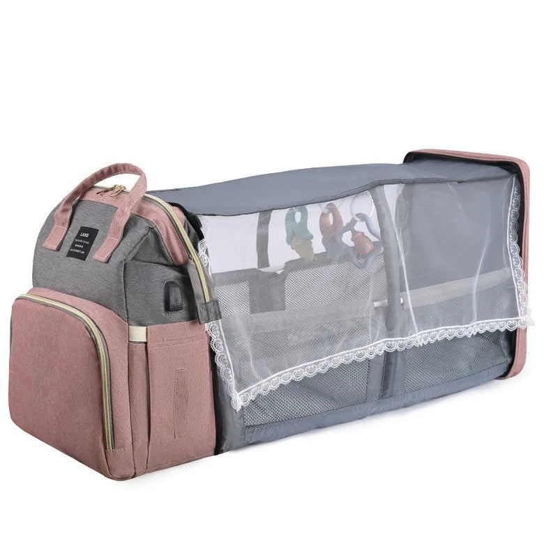 Multifunctional Diaper Backpack - Convertible Baby Crib