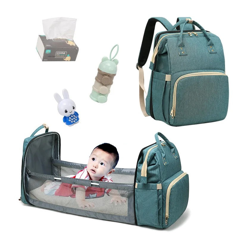 Multifunctional Diaper Backpack - Convertible Baby Crib