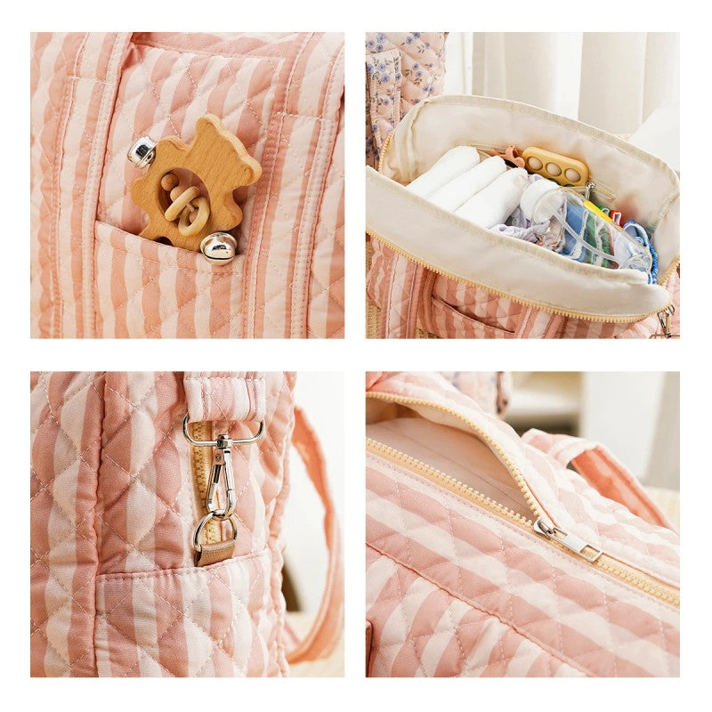 Multifunctional Travel Diaper Bag - Quilted Diamond Pattern