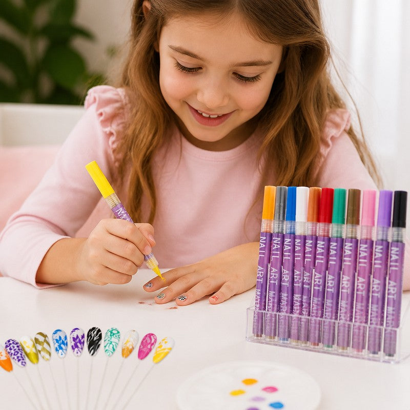 Nail Art Marker Set - Precision Tip Pens