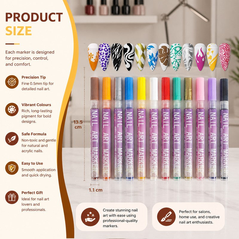 Nail Art Marker Set - Precision Tip Pens