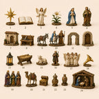 Nativity Advent Calendar - 24 Miniature Ornaments in Wood or Acrylic